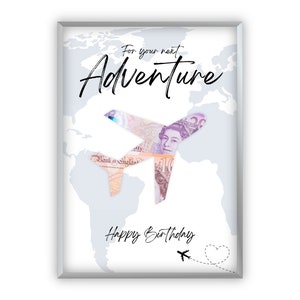 Money Gift Travel Fund for Birthday | Travel | Happy Birthday | Airplane | Adventure Vacation Trip | Last-Minute Self-Printable Gift