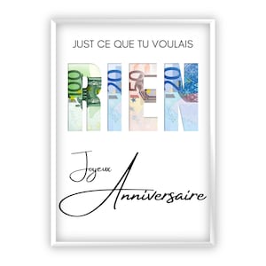 Cadeau aniversário RIEN | Cadeau baba | Affiche surpresa para ingressos à venda | Aniversário Marrant | Baixe imediatamente