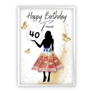 Presente em dinheiro para um aniversário de 40 anos | Personalizado | A idade pode ser ajustada individualmente | Melhor amigo | mulher | Menina | Viagens | celebração | Faça você mesmo | PDF