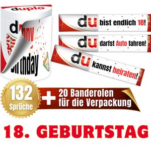 Banderolen passend für duplo® | Geschenk zum 18 Geburtstag Kinder | Sprüche | Geschenkidee | Volljährig | Download | PDF