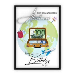 Geldgeschenk Reisekasse zum Geburtstag | Reise | Happy Birthday | Flugzeug | Last-Minute Geschenk zum Selbstdrucken | PDF