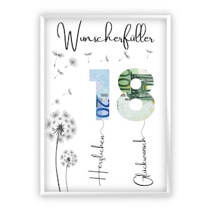 Compleanno regalo in denaro | Regala soldi in modo creativo | 18esimo compleanno | esauditore di desideri | Regalo dell'ultimo minuto da stampare | PDF