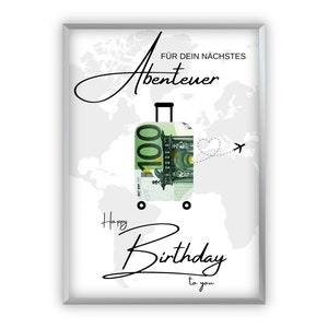 Money gift travel fund for birthday | Travel | Happy Birthday | Airplane | Suitcase | Last-minute gift to print yourself | PDF