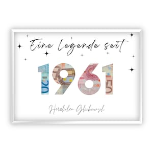 Regalo in denaro per il 64esimo compleanno | 1961 | Regala soldi in modo creativo | Il tuo primo milione | Regalo dell'ultimo minuto da stampare | PDF