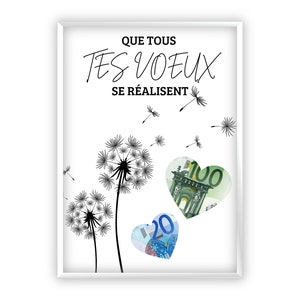 カドー ダルジャン プール アニヴェルセル Cadeau d'Argent Créatif |タンポポ時計 | Réalisateur de Vœux | Cadeau de Dernière Minute à Imprimer