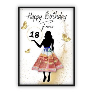 Geldgeschenk zum 18 Geburtstag | Personalisiert | Alter individuell anpassbar | Beste Freundin | Frau | Mädchen | Reise | Feier | DIY | PDF