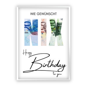Regalo in denaro “NIX” per il tuo compleanno | Regala soldi in modo creativo | Regalo dell'ultimo minuto da stampare da soli | PDF