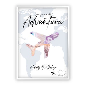 Money Gift Travel Fund for Birthday | Travel | Happy Birthday | Airplane | Adventure Vacation Trip | Last-Minute Self-Printable Gift