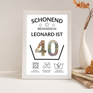 Presente em dinheiro para um aniversário de 40 anos | A4 | Distribua dinheiro de forma criativa | A idade pode ser personalizada | Presente de última hora para imprimir você mesmo | PDF