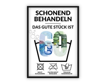 Cash gift for 60th birthday | A4 | Give money creatively | The good piece is 60 | Last-minute gift to print yourself | PDF