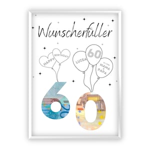 Regalo in denaro per il 60esimo compleanno I regalo di compleanno sessanta divertente | regalo di compleanno rotondo denaro personalizzato I PDF Scarica