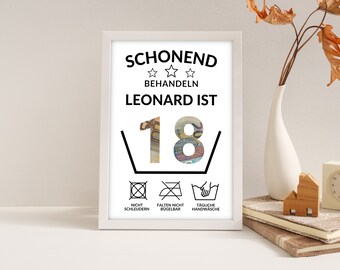 Geldgeschenk zum 18 Geburtstag | A4 | Geld kreativ verschenken | Alter individuell gestaltbar | Last-Minute Geschenk zum Selbstdrucken | PDF