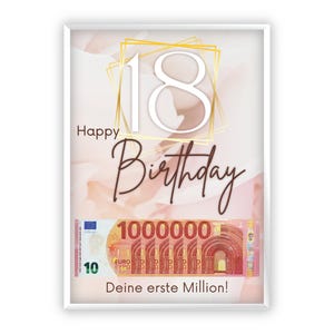 Regalo in denaro per il 18° compleanno | A4 | Regala soldi in modo creativo | Il tuo primo milione | Regalo dell'ultimo minuto da stampare | PDF