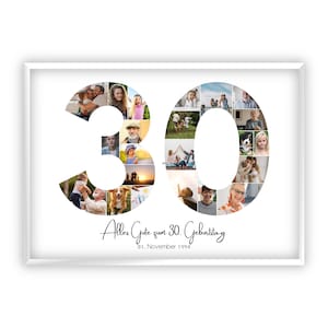 Collage for 30th birthday | A4, A3, A2 | Personalized | 22 pictures | Photo gift | Last-minute gift to print yourself | PDF