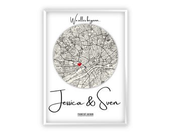 Wedding gift | Where it all began | Coordinates picture | Wedding day | Anniversary | Gift for couples | Valentine's Day | Engagement