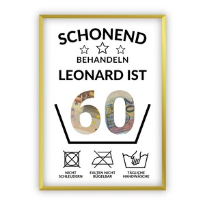 Money gift for a 60th birthday | A4 | Give money away creatively | Age can be customized | Last minute gift to print yourself | PDF