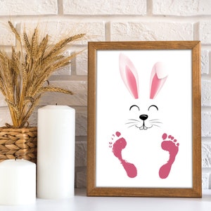 Mein erstes 1. Ostern / Fußabdruck Handabdruck Kunst / Süßes Häschen Frohe Ostern / Baby Kleinkind / Andenken