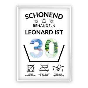 Regalo in denaro per il trentesimo compleanno | A4 | Regala soldi in modo creativo | L'età può essere personalizzata | Regalo dell'ultimo minuto da stampare | PDF