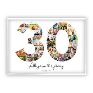 Collage del trentesimo compleanno | A4, A3, A2 | Personalizzato | 44 immagini | Regalo fotografico | Regalo dell'ultimo minuto da stampare | PDF