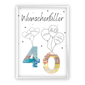 Presente em dinheiro aniversário de 40 anos, presente de aniversário quarenta engraçado | presente de aniversário redondo dinheiro personalizado I PDF Download