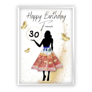 Cash gift for a 30th birthday | Personalized | Age-adaptable | Best friend | Woman | Girl | Travel | Celebration | DIY | PDF