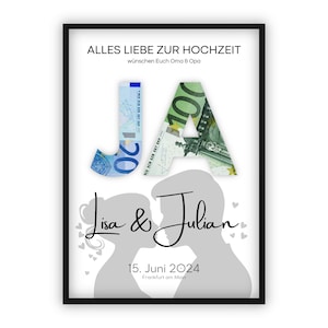 Wedding money gift | YES | Personalizable | DIY | Make money for wedding gifts | PDF Download