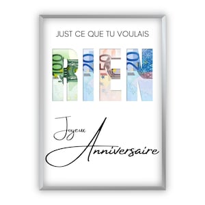Cadeau aniversário RIEN | Cadeau baba | Affiche surpresa para ingressos à venda | Aniversário Marrant | Baixe imediatamente