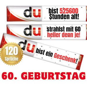 Banderolen passend für duplo® | Geschenk zum 60. Geburtstag Erwachsene und Kinder | Sprüche | Geschenkidee | Meilenstein | Download | PDF