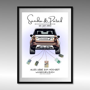 Regalo in denaro per il matrimonio | A4 | Auto per matrimoni | Individuale | Regali di nozze soldi | Regalo dell'ultimo minuto da stampare | PDF