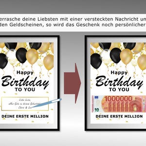 Geldgeschenk zum Geburtstag A4 Geld kreativ verschenken Deine erste Million Last-Minute Geschenk zum Selbstdrucken PDF Bild 5