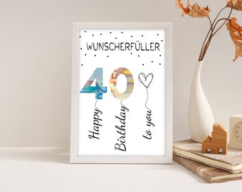 Geldgeschenk Geburtstag | A4 | Wunscherfüller | Geld kreativ verschenken | 40. Geburtstag | Last-Minute Geschenk zum Selbstdrucken | PDF