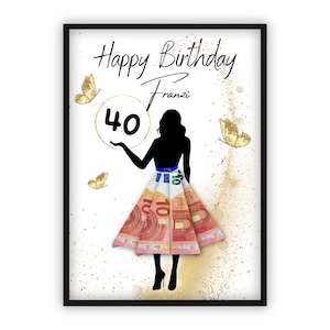 Geldgeschenk zum 40 Geburtstag | Personalisiert | Alter individuell anpassbar | Beste Freundin | Frau | Mädchen | Reise | Feier | DIY | PDF