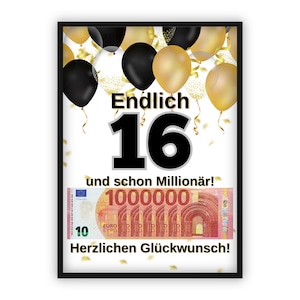 Geldgeschenk zum Geburtstag | A4 | Geld kreativ verschenken | 16 Geburtstag | Last-Minute Geschenk zum Selbstdrucken | PDF