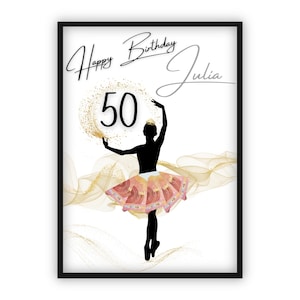 Geldgeschenk zum 50 Geburtstag | Personalisiert | Alter individuell anpassbar | Beste Freundin | Frau | Mädchen | Ballerina | Ballet | PDF
