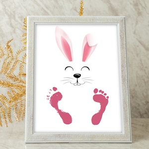 My First 1st Easter / Footprint Handprint Art / Cute Bunny Happy Easter / Baby Toddler / Keepsake