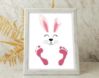 Mein erstes 1. Ostern / Fußabdruck Handabdruck Kunst / Süßes Häschen Frohe Ostern / Baby Kleinkind / Andenken