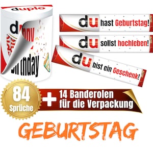 Banderolen passend für duplo® | Geschenk zum Geburtstag Erwachsene und Kinder | Sprüche | Geschenkidee | Volljährig | Download | PDF