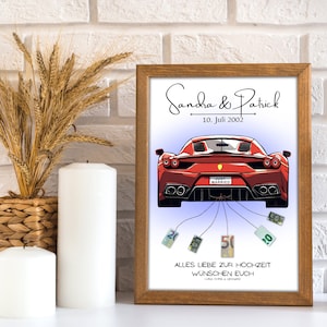 Regalo in denaro per il matrimonio | A4 | Auto per matrimoni | Individuale | Regali di nozze soldi | Regalo dell'ultimo minuto da stampare | PDF