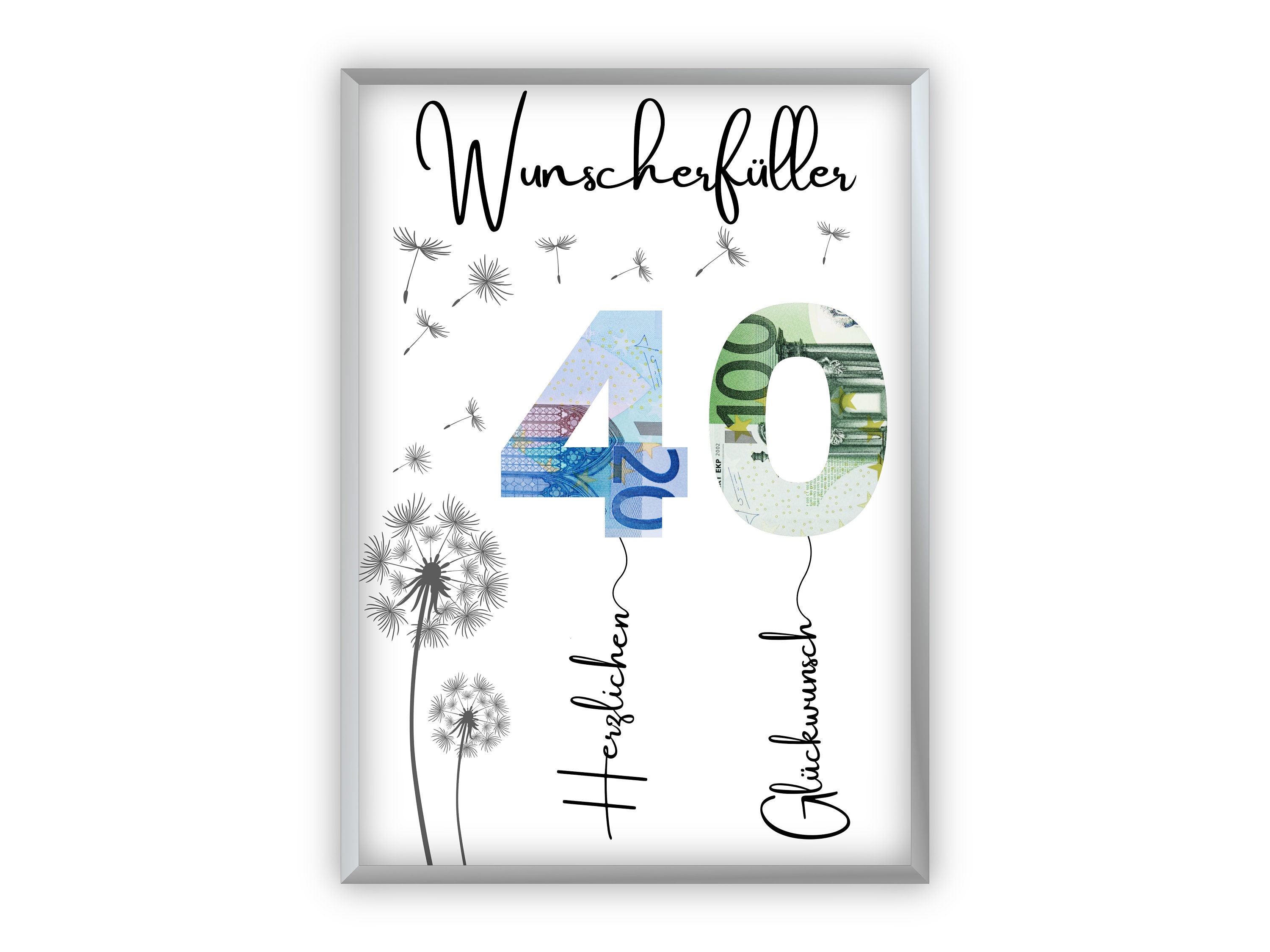 Dockyardos Geldgeschenk 40. Geburtstag - Deine Erste Million Geschenkposter Personalisierbar