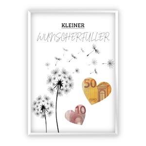 Geldgeschenk zum Geburtstag Geld kreativ verschenken | Wunscherfüller | Last-Minute Geschenk zum Selbstdrucken | PDF