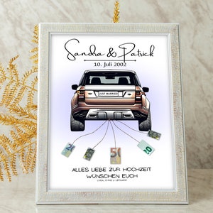 Regalo in denaro per il matrimonio | A4 | Auto per matrimoni | Individuale | Regali di nozze soldi | Regalo dell'ultimo minuto da stampare | PDF