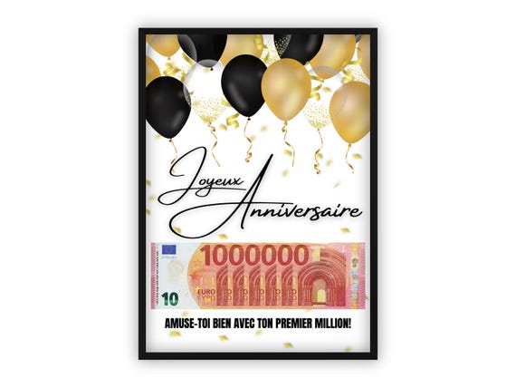cadeau argent | ton premier million | A4 | affiche message surprise pour billets à offrir | téléchargement immédiat | À IMPRIMER