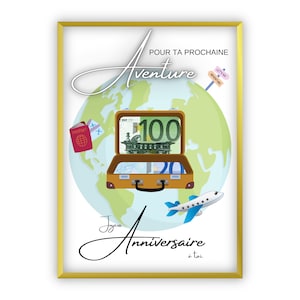 Cadeau en Argent pour Fonds de Voyage Anniversaire |航海 |ジョワイユ・アニヴェルセル |アビオン | Cadeau de Dernière Minute à Imprimer Soi-même