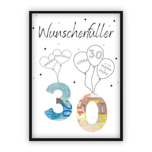 Regalo de dinero para el 30 cumpleaños | Regalo de cumpleaños treinta divertido | regalo de cumpleaños redondo dinero personalizado I Descargar PDF
