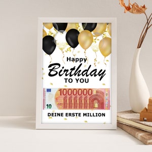 Geldgeschenk zum Geburtstag A4 Geld kreativ verschenken Deine erste Million Last-Minute Geschenk zum Selbstdrucken PDF Bild 4