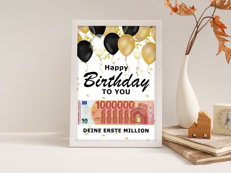 Geldgeschenk zum Geburtstag A4 Geld kreativ verschenken Deine erste Million Last-Minute Geschenk zum Selbstdrucken PDF Bild 4