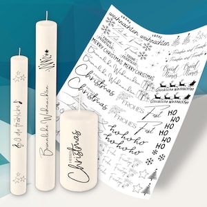 Vorlage Kerzentattoo | Kerzensticker | Kerzen | Frohes Fest, Frohe Weihnachten | Advent, Tannenbaum, Winterzauber Winterlicht | PDF | DIY