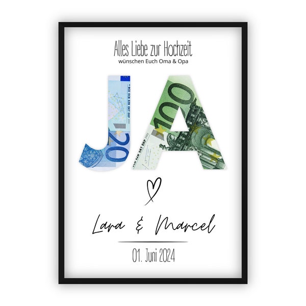 Wedding money gift | YES | Personalized | DIY | Make wedding money gifts | PDF Download