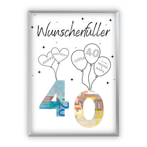 Cash gift 40th birthday I Birthday gift forty funny | round birthday gift personalized money I PDF Download