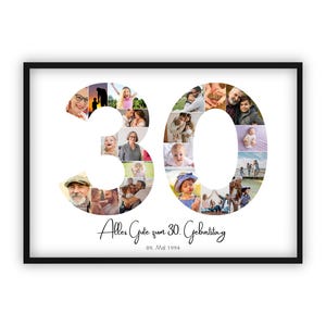 Collage for 30th birthday | A4, A3, A2 | Personalized | 20 pictures | Photo gift | Last-minute gift to print yourself | PDF